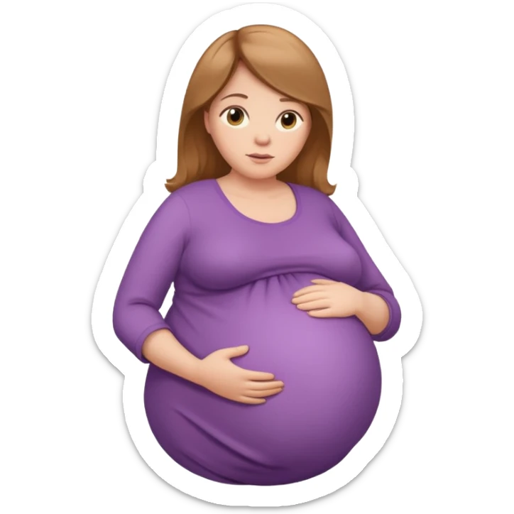 very heavily pregnant overdue woman with unnaturally very large belly sticker