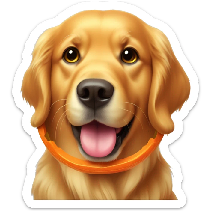 Golden retriever with a jack o lantern bucket full of colorful candy sticker