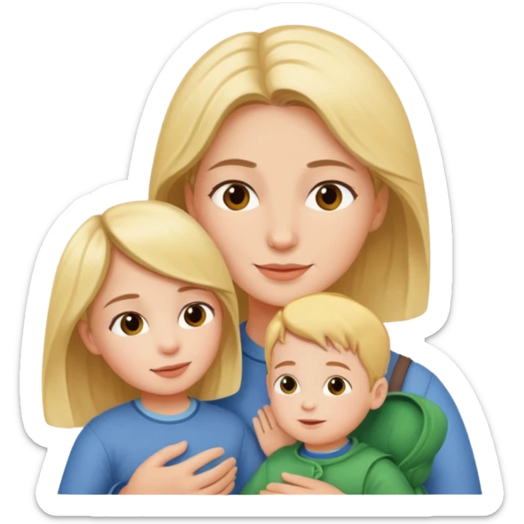 A girl who moved from Siberia to the south, where it is very warm and sunny. She has a baby boy who is 3 years old and a husband. sticker