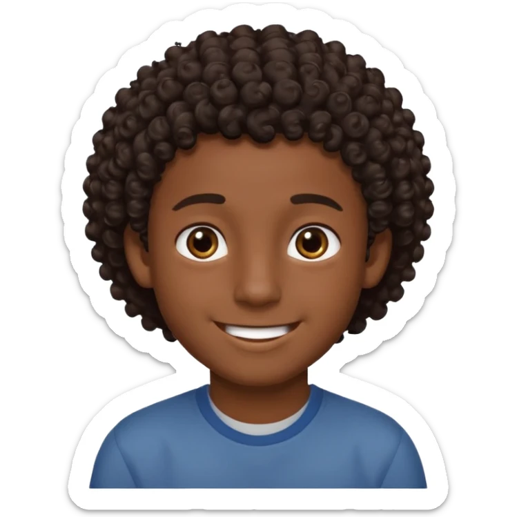Menino de pele morena de olho castanho meio preto e cabelo cacheados ralo sticker