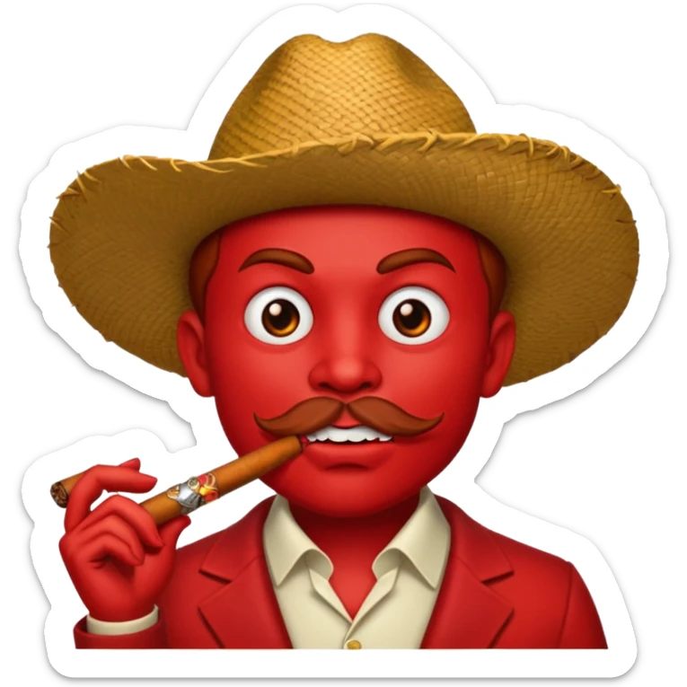 Diablito de cara roja con un cigarro pero el cigarro en la boca y menos humanoide sticker