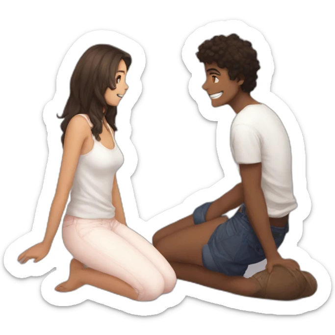Very Good prompt ➝ == Draw Me a girl on both knees ;; in front of a French young man standing  sticker