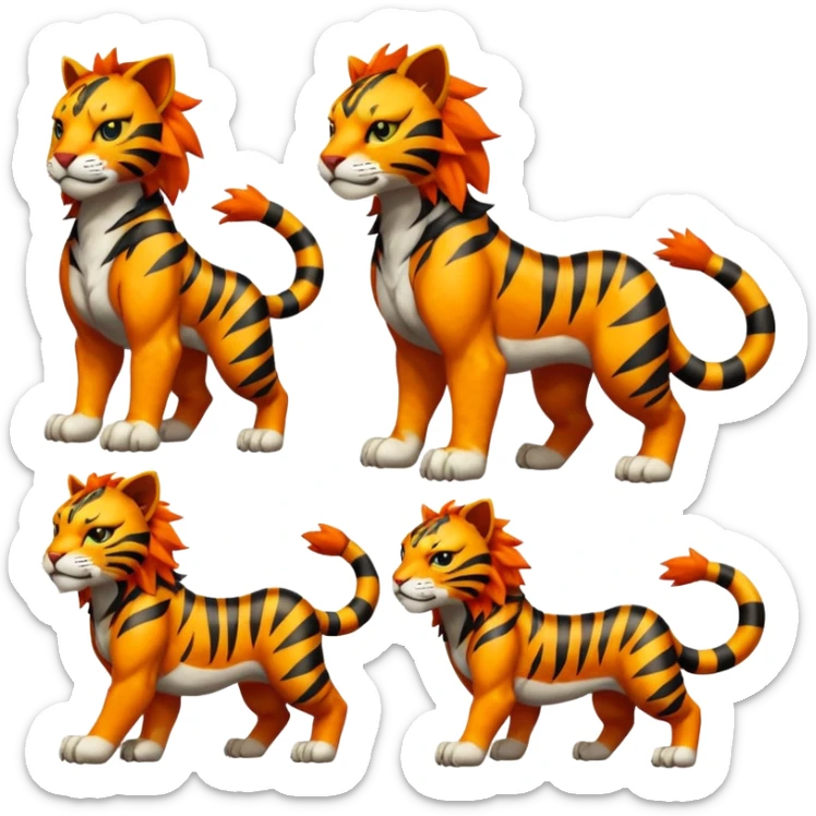 Pyroar-Sprigatito-Torracat-Litten-Luxray-Tigress-Tiger-Liger-Hybrid-Fakemon-Creature (full body) sticker