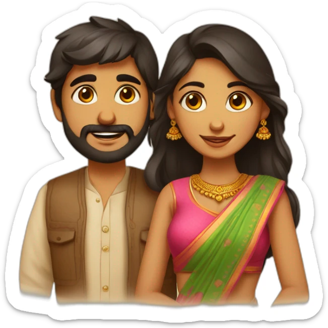 cute indian couple south indian girl from Kerala and a bearded Gujarati boy sticker
