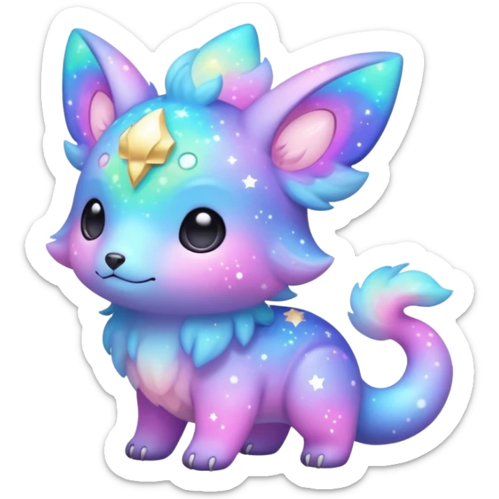 Cute adorable kawaii colorful pastel nebula fantasy animal hybrid Fakemon full body sticker