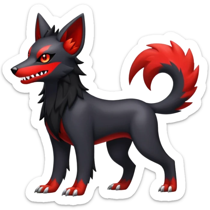 Shiny Exotic Excessive Mysterious Houndour-Poochyena-Pokémon-Fakémon-hybrid-creature (full body) sticker