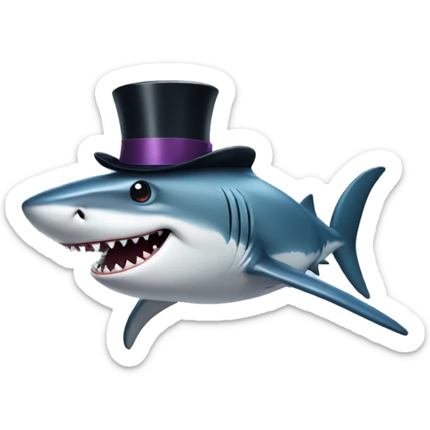 Shark with a top hat sticker