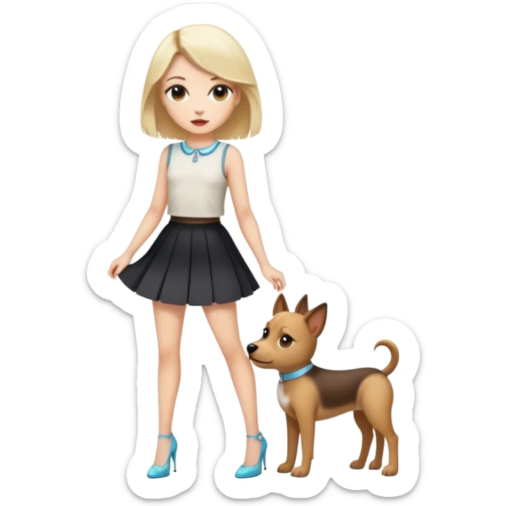 Girl dressed like a dog and in short skirt and short top and heels sticker