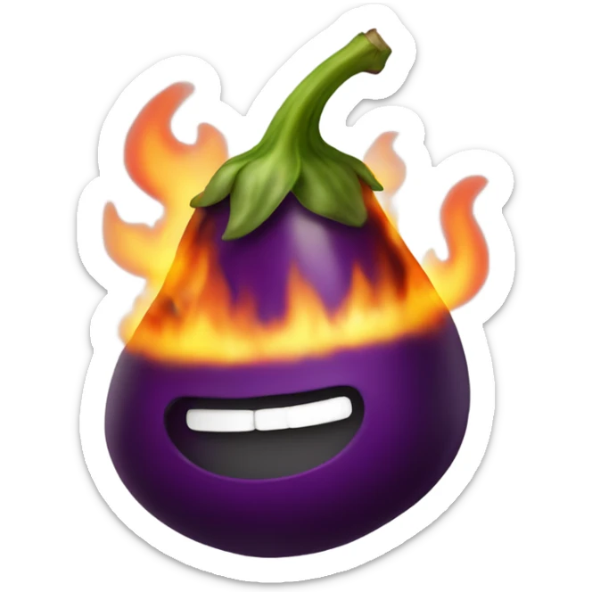 eggplant on fire sticker