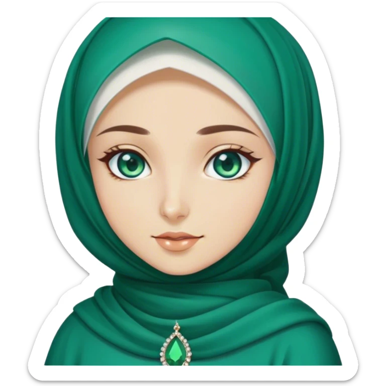 Turkish beautiful finish Konya girl blue eyes with hijab and emerald stone dress sticker