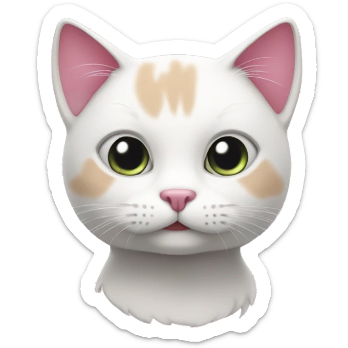 white and pink cat  sticker