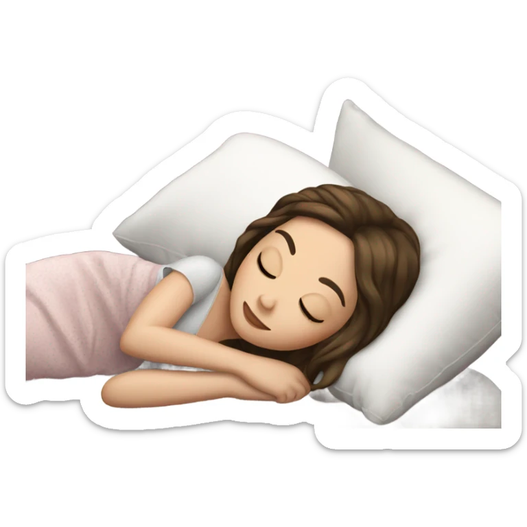 sleeping beauty brunette white girl with a silk pillow sticker