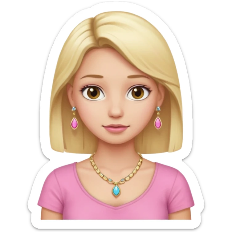 phone selfie blonde jewelry girl pink top sticker