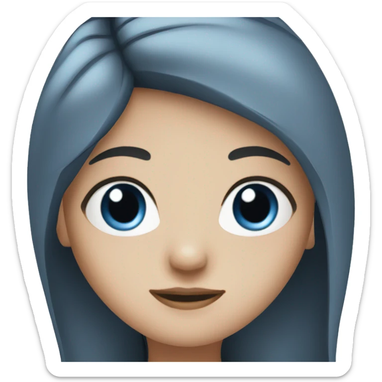 white girl with long straight dark blue hair wearing black top sticker