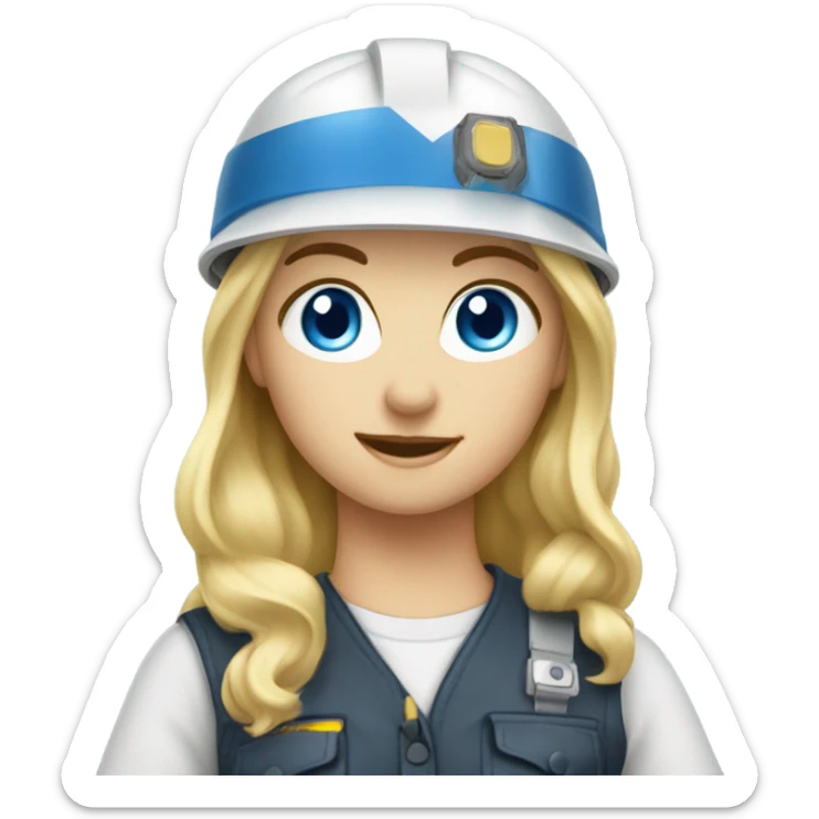 blonde hair blue eyed girl electrician  sticker