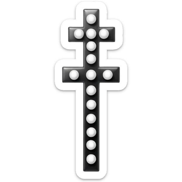 Elegant emoji icon of a white cross made of white beads, glossy surface, subtle shadows, pure white palette, centered sticker