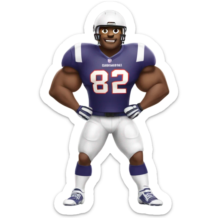 Football player with big muscles wearing a buccanee jersey 42 with the nu sticker