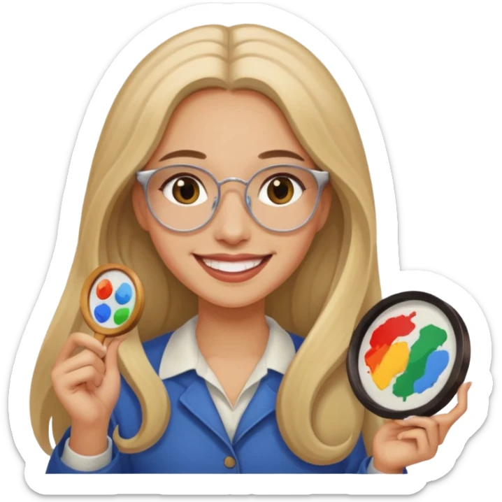 Painting women. smilling   Long hair,  lunette peinture sticker