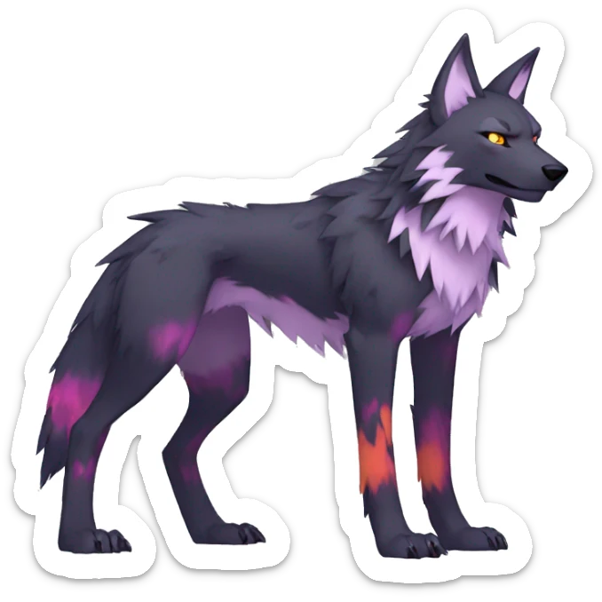 Edgy Colorful Digimon-Fakemon-Wolf with edgy markings full body sticker