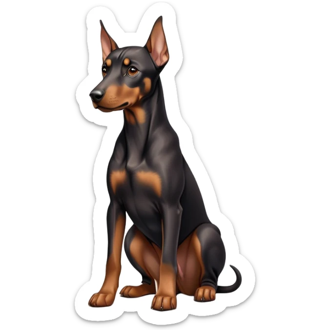 cinematic-noble-doberman puppy-full body-emoji on all fours,-poised-and-regal,-with-a-strong,-athletic-build-and-a-lustrous,-well-groomed-black and tan fur,-deep-set-soulful-brown-eyes,-simplified-yet-sharp-and-sophisticated-features,-highly-detailed, sticker