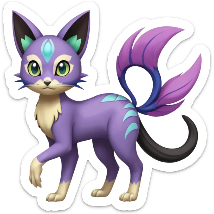 Meloetta-Purrloin-Sprigatito-Nargacuga-Pokémon-Fakémon-fusion-hybrid-creature sticker