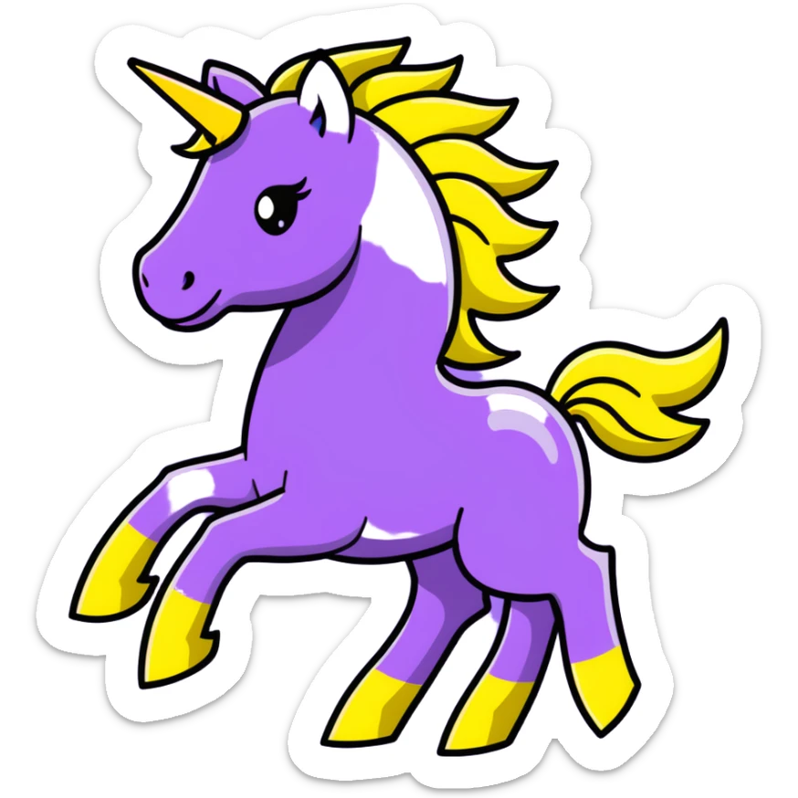A yellow horse composed of bright electric energy, with yellow wires visible throughout its form, lightning bolts emanating from its mane and tail, galloping at high speed. sticker