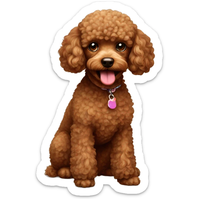Brown toy poodle  sticker