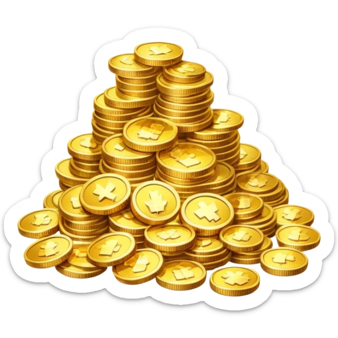 pile of gold coins and jewels symbolizing excess sticker