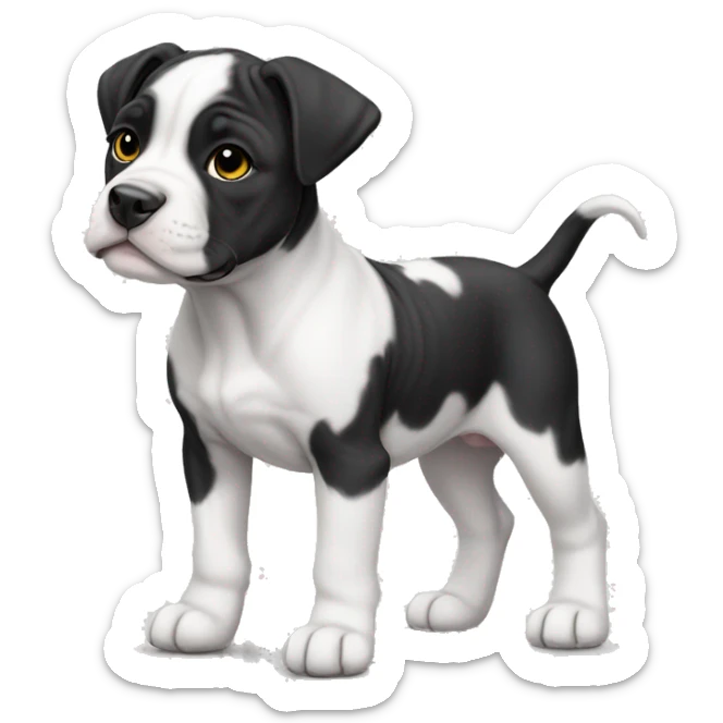 Black and white English staffordshire puppy full body sticker