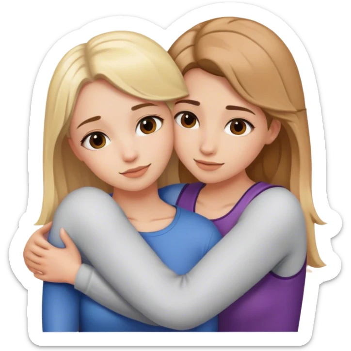 blonde girl and brown haired girl hugging sticker