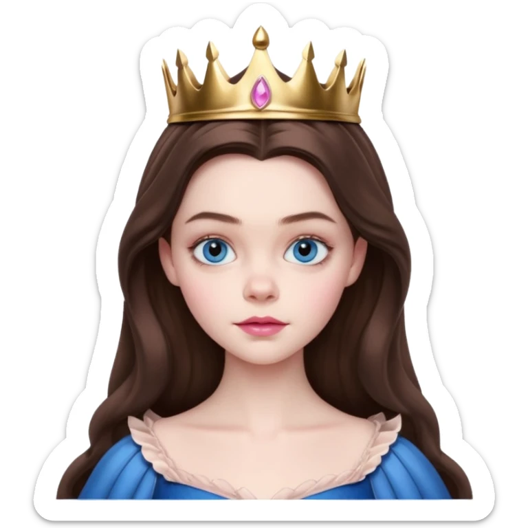 Elle fanning as princess Aurora in Maleficent but with chocolate brown hair and blue eyes, slightly bigger pink lips. sticker