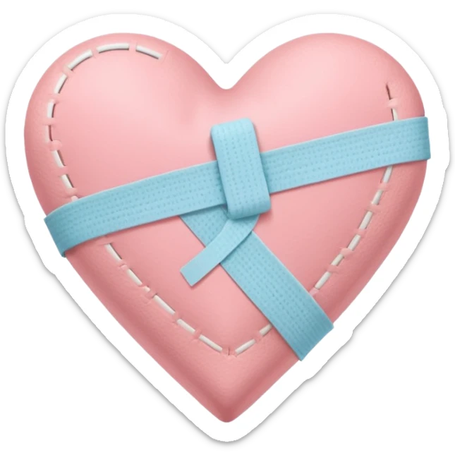 A minimalist pastel illustration of a heart with a bandage, inspired by the ❤️‍🩹 emoji. Soft pastel colors — dusty pink sticker