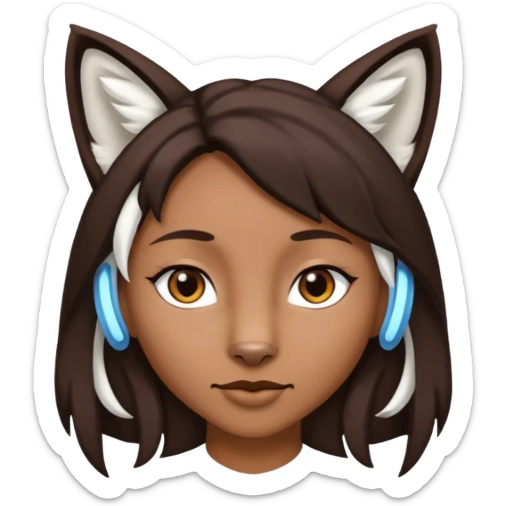 Homme Hybride au cheveux marron foncé avec des oreilles de lynx blanc sticker