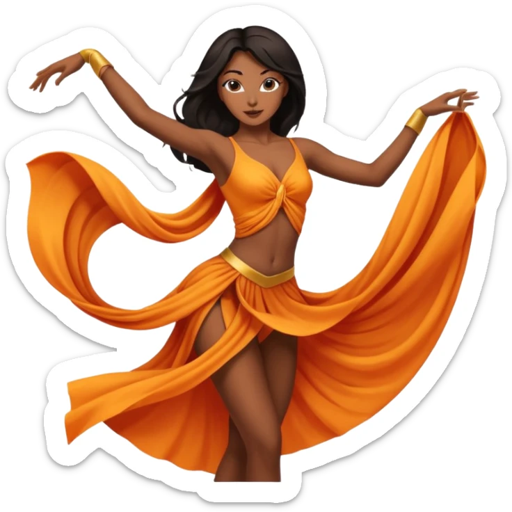 Emoji de una mujer pelinegra bailarina de danza aerea haciendo figuras en la tela sticker