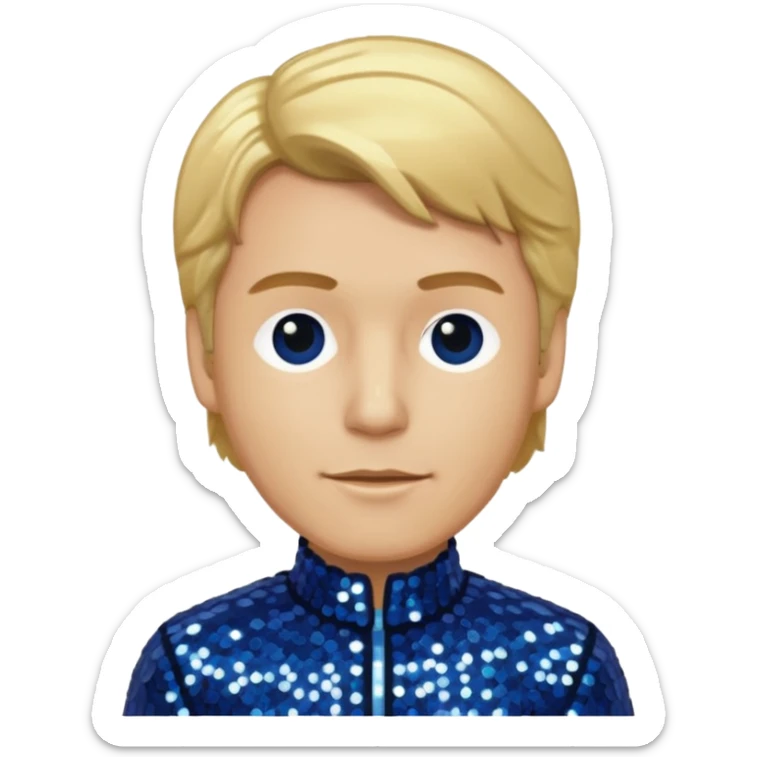 Bill Sage as Coach Heider from Mysterious Skin with light skin, golden blonde hair, dark blue sequin outfit sticker