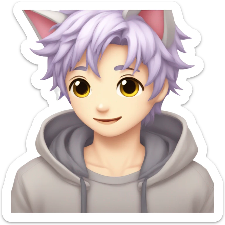 Shy Shiny Cute Attractive Sexy Gorgeous Kawaii Anime Catboy with pretty hair sticker