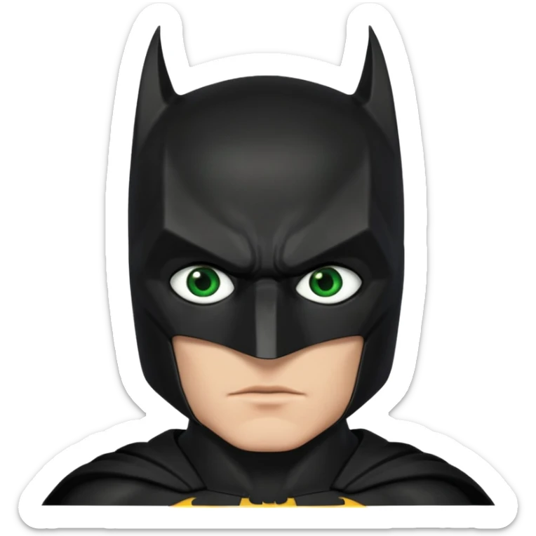 Batman con traje del caballero oscuro, con los ojos verdes, solamente los ojos, el traje NO lo hagas verde sticker