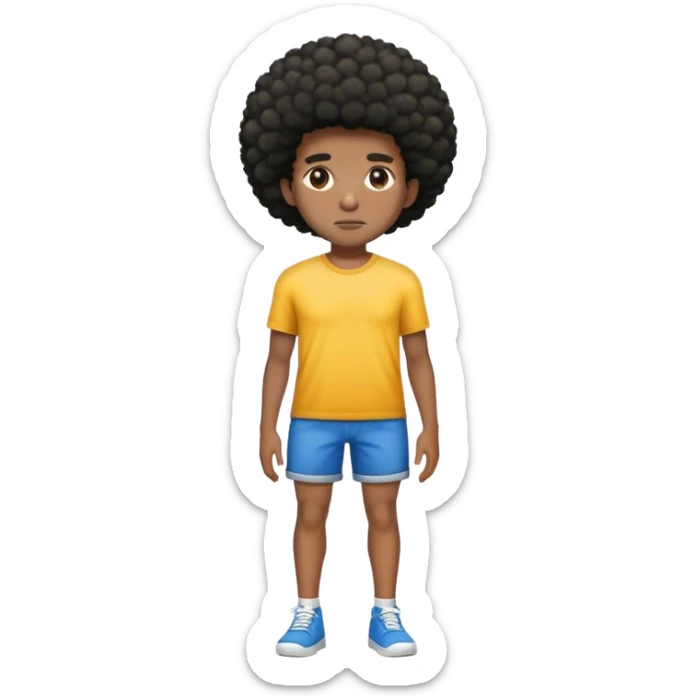 crea una persona afroamericana de pie solo con pantalones cortos sticker