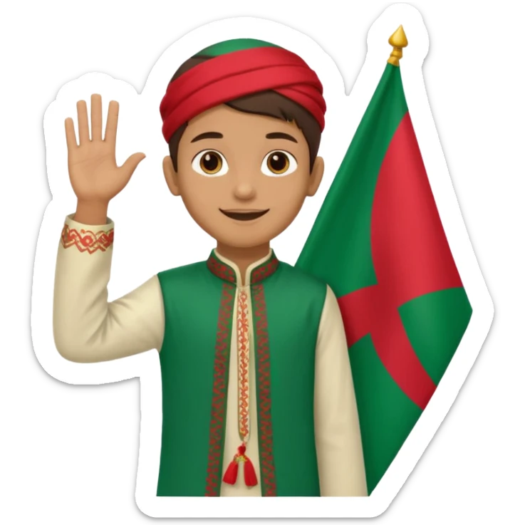 A boy stands with a Bangladeshi flag and greets on the occasion of December 16th. sticker