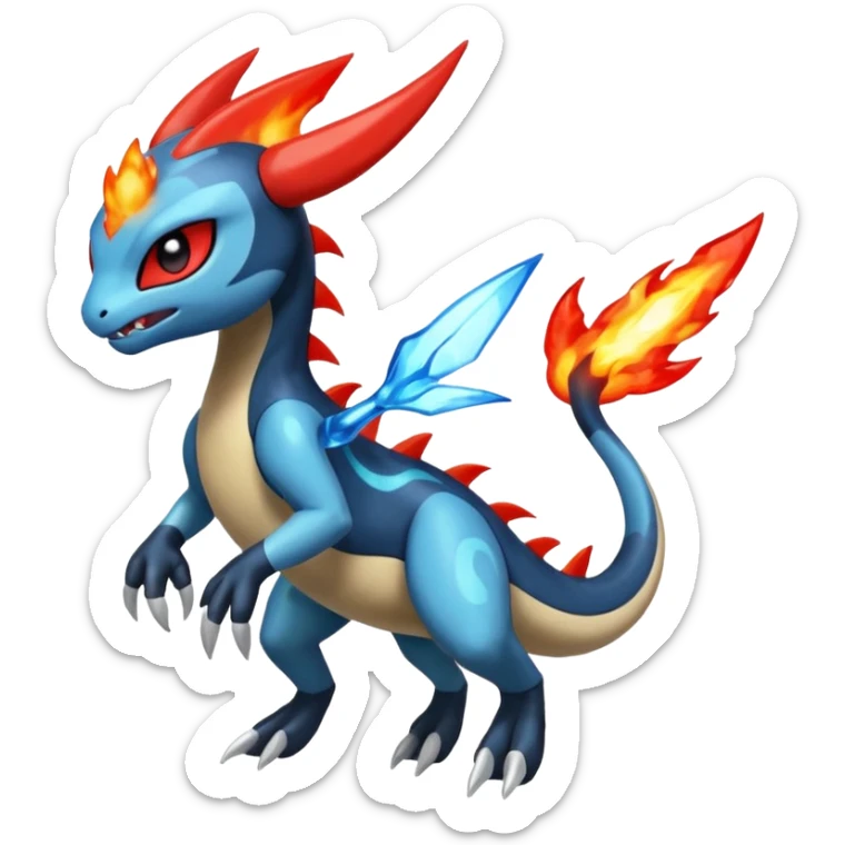 Splash-patterned emotional sparky sparky boom boom painful Meloetta-Guilmom-Salandit-Trico-Pokémon-Fakémon-fusion-hybrid-creature sticker