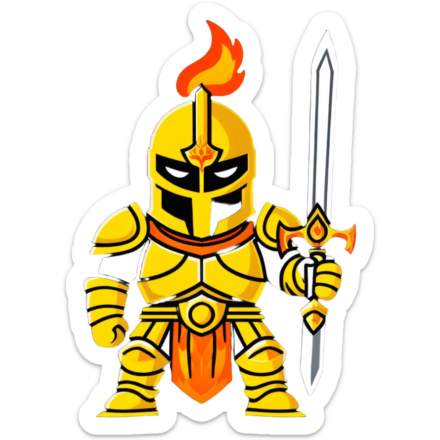 Emperor of Mankind from Warhammer 40K with golden armor and a large flaming sword sticker
