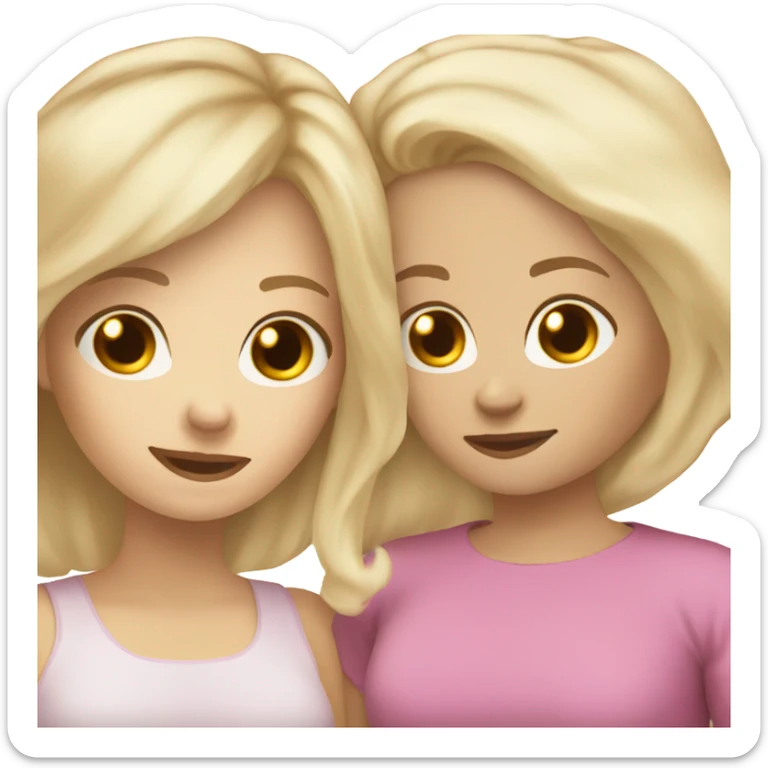 White mom blonde hair daughter brown with brown hair sleepover sticker