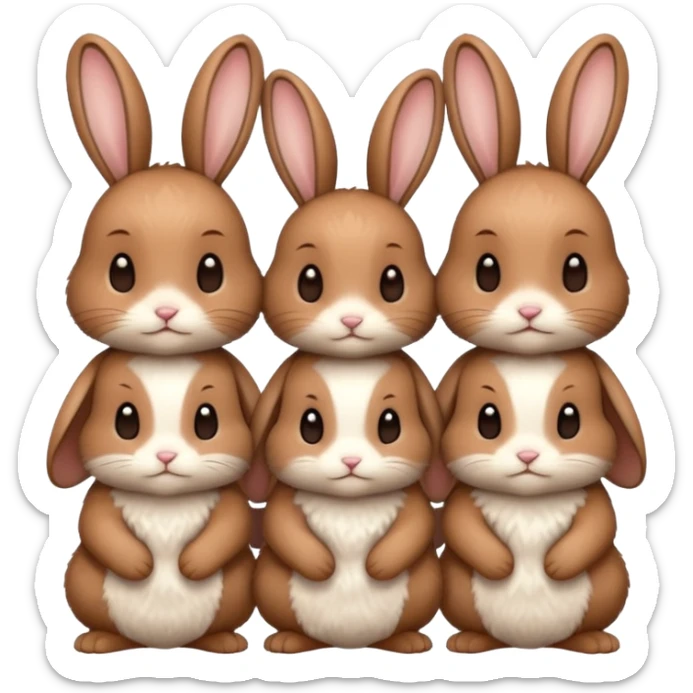 family of baby bunnies in line sticker