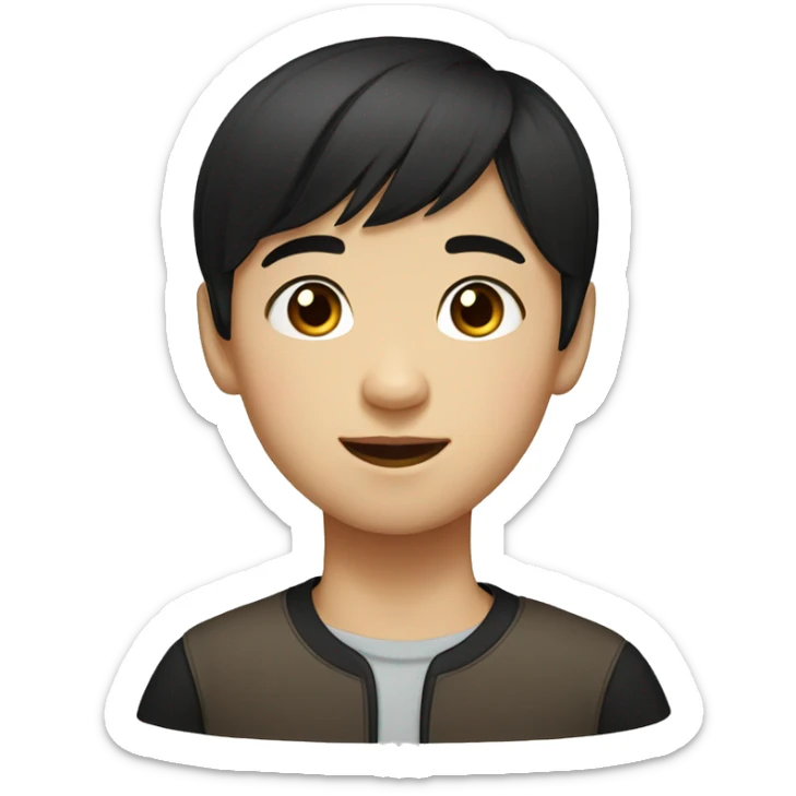 Chinese boy with Russian black hair girl brown eyes  sticker