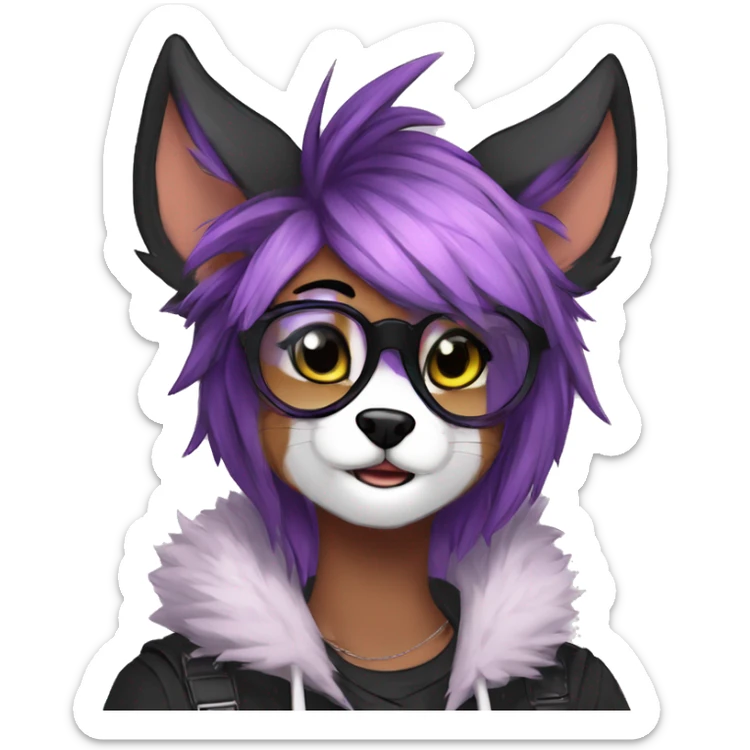 Edgy cute modern punk techwear anthro furry animal sona by Falvie, LiLaiRa, AngieWolf sticker