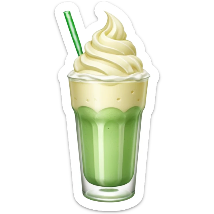 Japanese cream soda green on a glass with ice ice cream vanilla 1 scoop on top sticker
