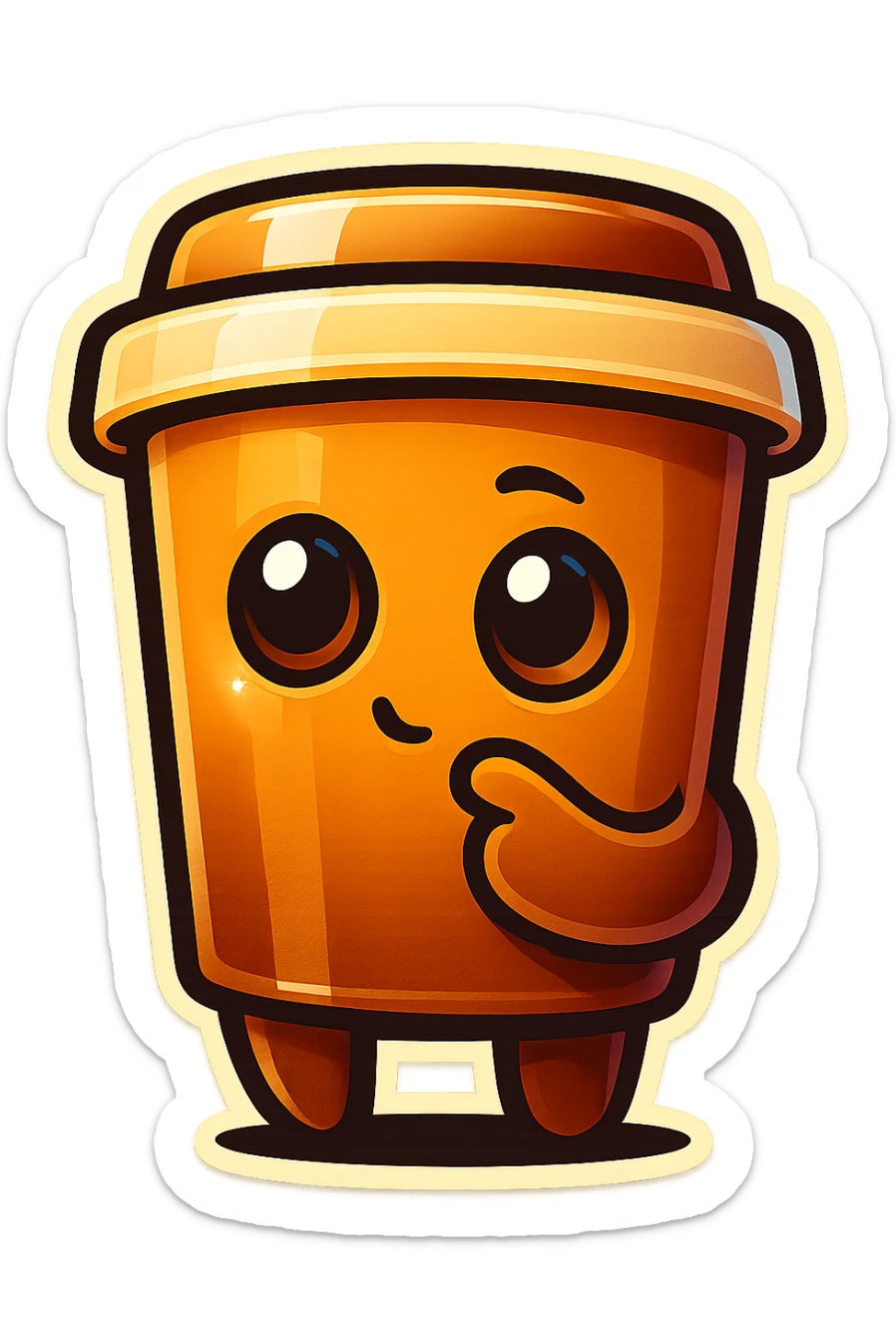 Tall coffee cup, pondering, thinking sticker
