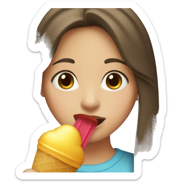 Girl with brown hair licking an ice lolly  sticker