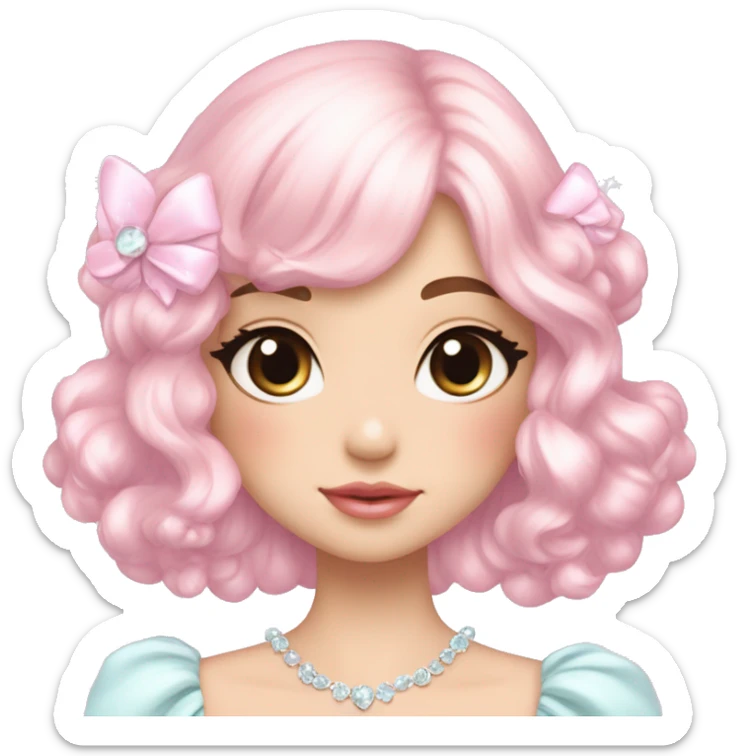 Dreamy pretty VOGUE elegant kawaii shiny blushing shy pastel lady kawaii beautiful hair naturecore fairycore cottagecore jewels trending aesthetic sticker