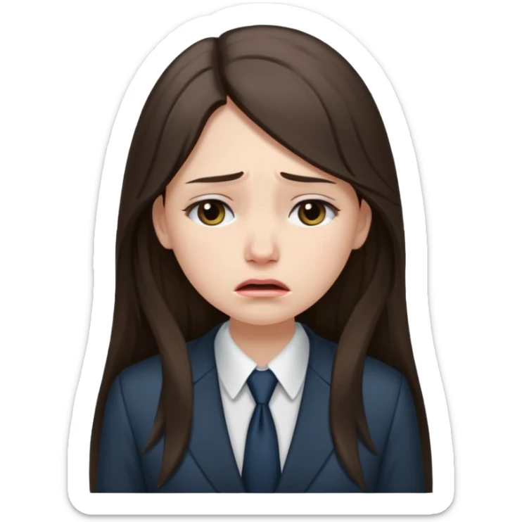 sad brunette girl long hair in buisiness outfit crying emoji sticker